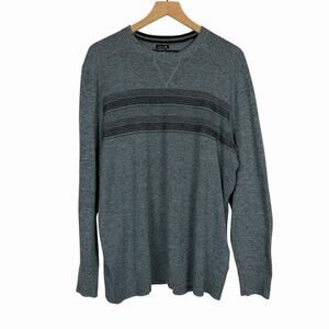 SMARTWOOL Men's Sparwood Striped Crew Sweater Merino Wool Blend Grey Black Large